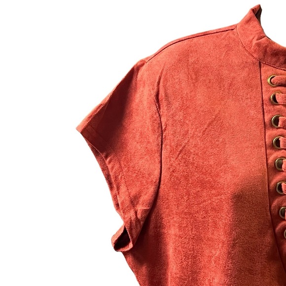 Ashley Stewart Dress Plus SZ 18/20 Burnt Orange Lace Detailing Keyhole Chic Boho - Picture 4 of 8